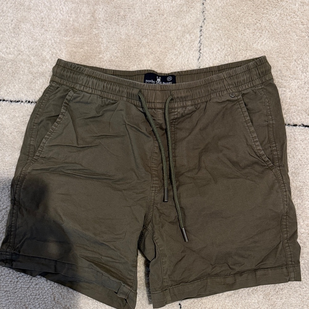 Psycho Bunny Men's Dark Olive Athletic Shorts